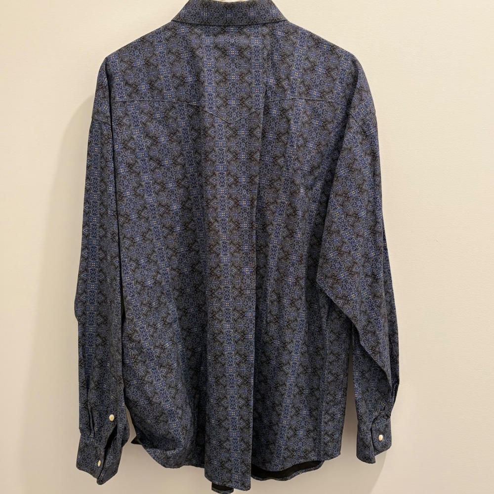 Panhandle Slim Mens XL Blue Geometric Snap Western Shirt Long Sleeve 30S8811 - Picture 2 of 6